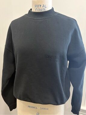 Essentials Black Sweatshirt with Cream Label Detail